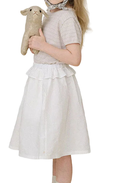 Girls Cotton Knit Top & A-Line Skirt Set
