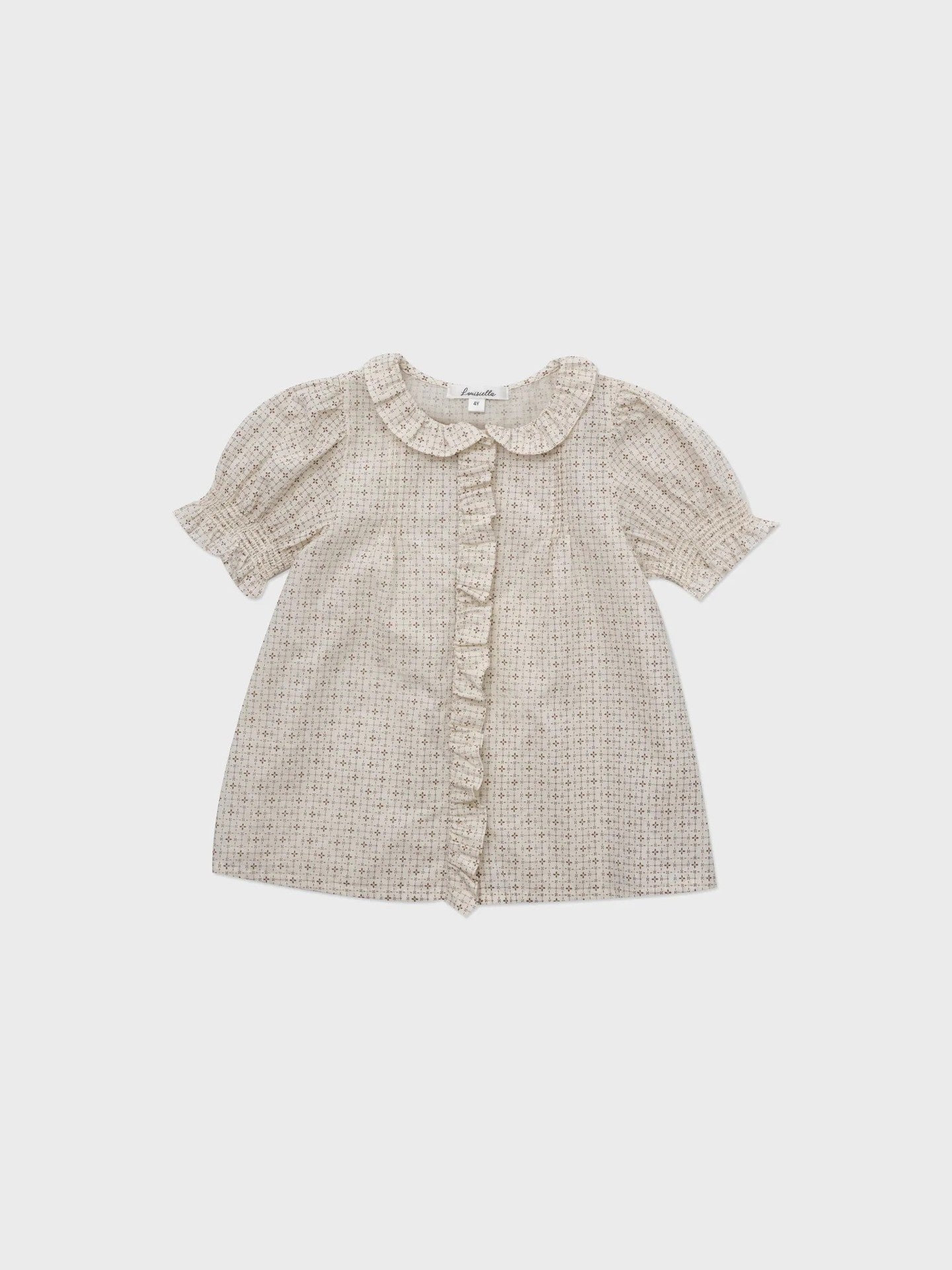 Toddler Girls 2-Piece Outfit Set Puff Sleeve Button Down Top & Pleated Skirt Cotton Summer Clothing