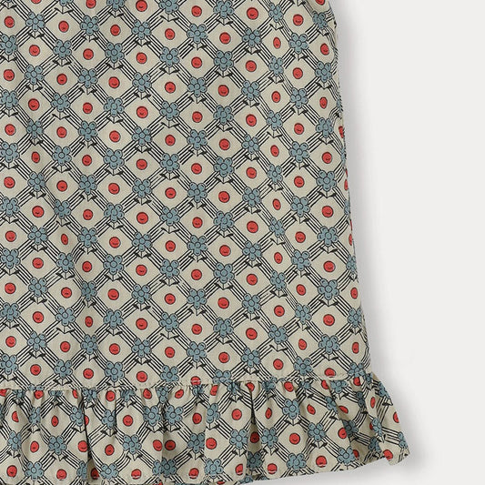 Girls Cotton 3-Piece Set with Tank Top, Bubble Shorts & Pleated Skirt