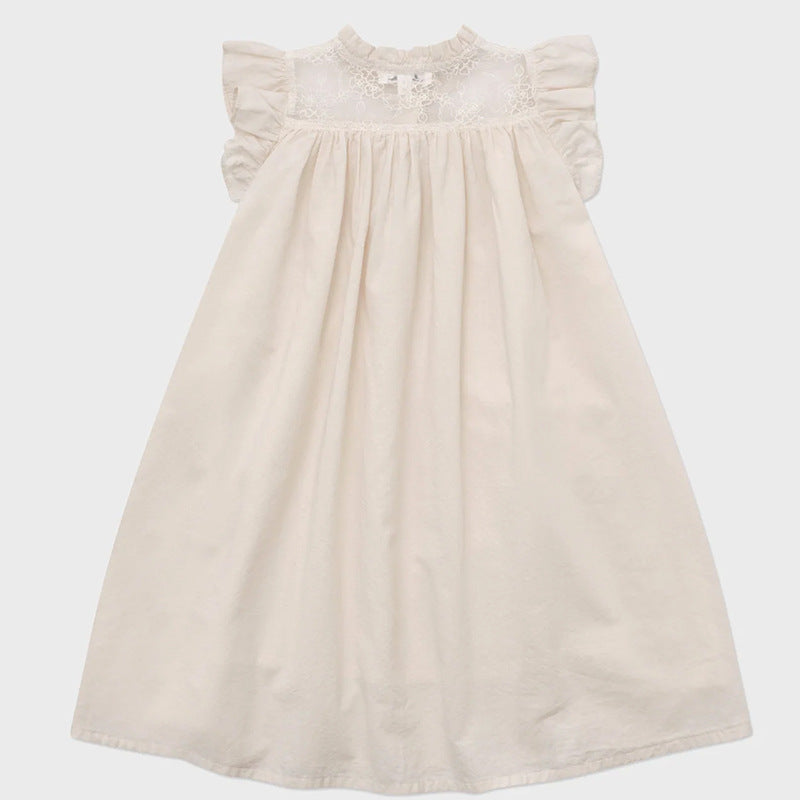 Toddler Girls Sleeveless Smocked A-Line Dress Ruffle Flutter Sleeve Cotton Summer Clothing