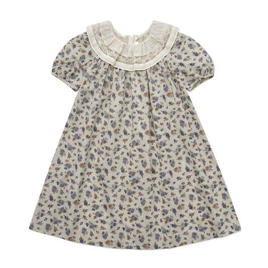 Toddler Girls A-Line Dress Short Sleeve Ruffle Back Cotton Kids Summer Casual Dresses