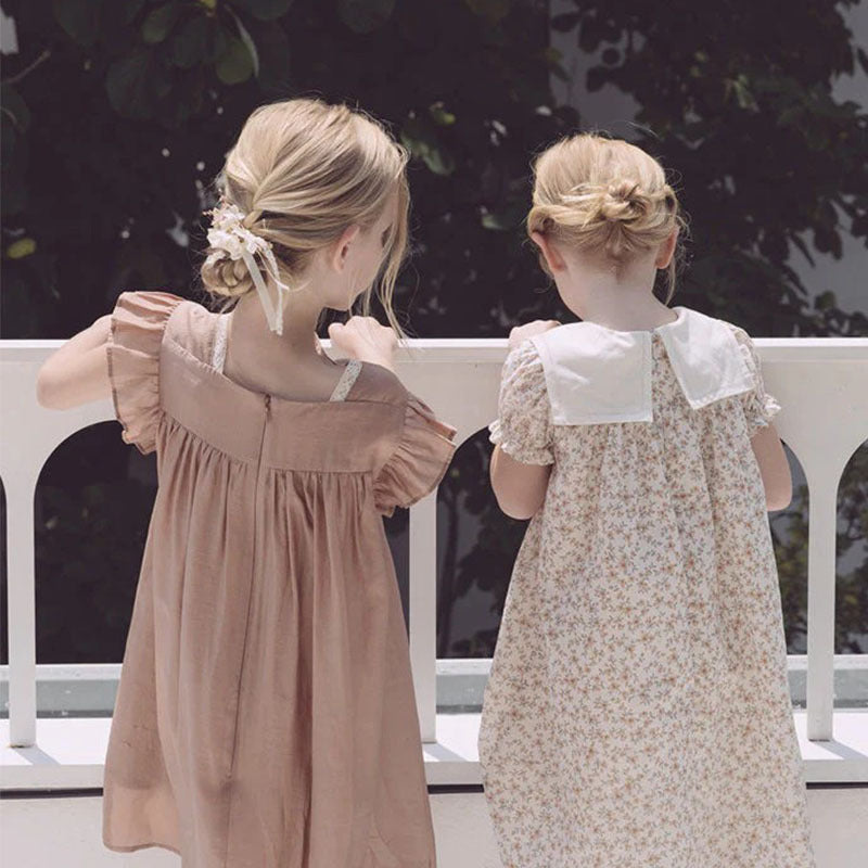 Toddler Girls A-Line Dress Short Sleeve Ruffle Back Cotton Kids Summer Casual Dresses