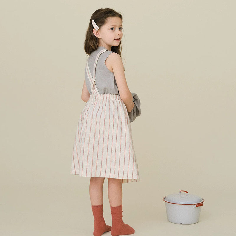 Toddler Girls 2-Piece Outfit Set Sleeveless Tank Top & Pinafore Dress Cotton Kids Summer Clothing