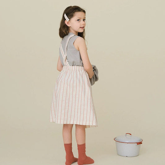 Toddler Girls 2-Piece Outfit Set Sleeveless Tank Top & Pinafore Dress Cotton Kids Summer Clothing
