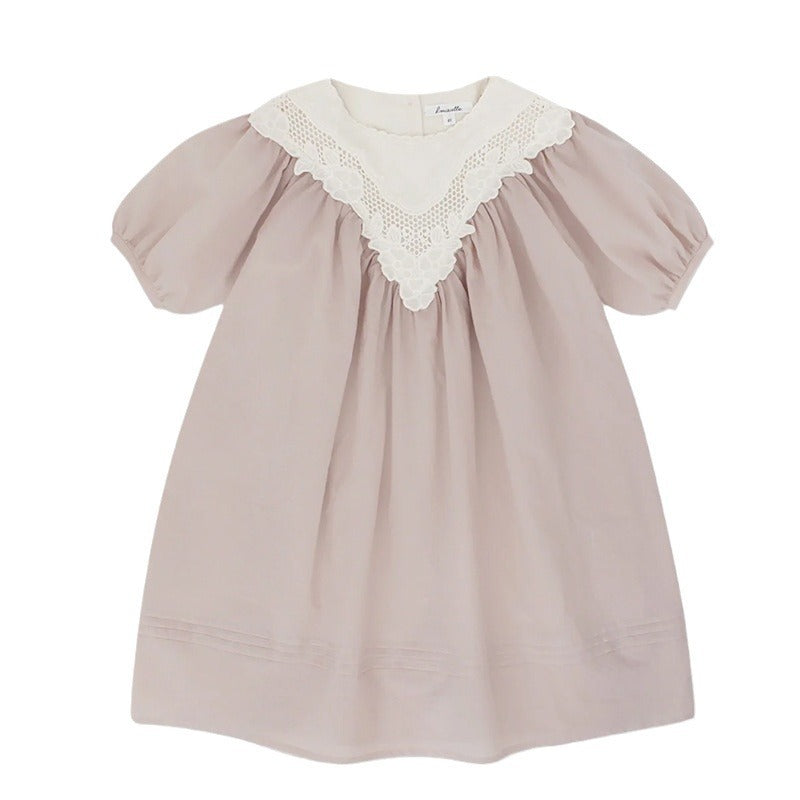 Toddler Girls A-Line Dress Short Sleeve Ruffle Back Cotton Kids Summer Casual Dresses