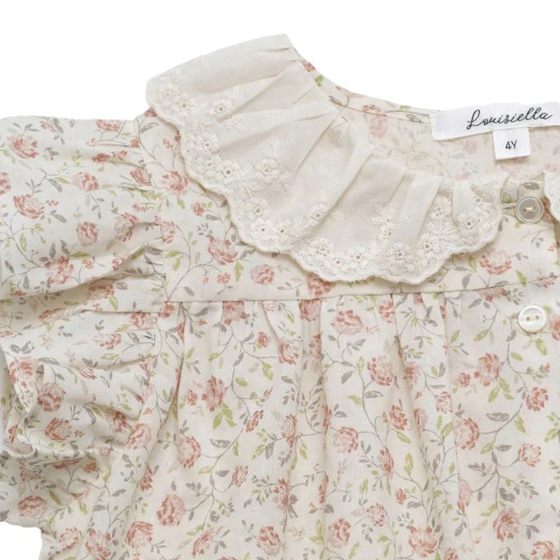 Toddler Girls 2-Piece Outfit Set Sleeveless Ruffle Floral Top & Bubble Shorts Cotton Kids Summer Clothing
